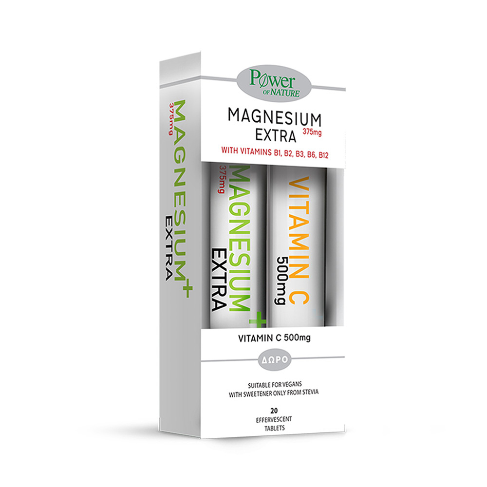 POWER HEALTH - POWER OF NATURE Magnesium Extra 375mg Stevia - 20eff.tabs ΜΕ ΔΩΡΟ Vitamin C 500mg - 20eff.tabs